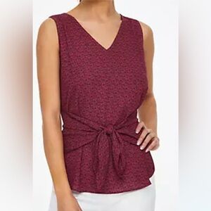 NWT LOFT Outlet Pink Plumeria Floral Mosaic Knot Waist Tank